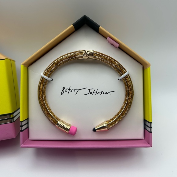 *New* Betsey Johnson Gold Glitter Pencil Bracelet - Picture 2 of 5